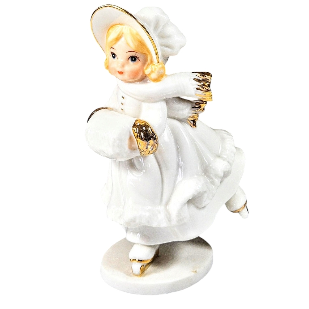 Classic Treasures Porcelain Collectible Ice Skating Girl Figurine 6 in
